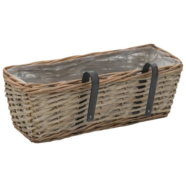 【YD】vidaXL Balcony Box 2 pcs Basket with PE Liner 40 cm Brown Brun