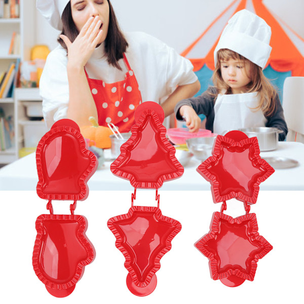 3-delad Mini Hand Pie Form Set - Julgran, Stjärna och Handske Former för Festlig Bakning - Perfekt för Julpaj och Godis