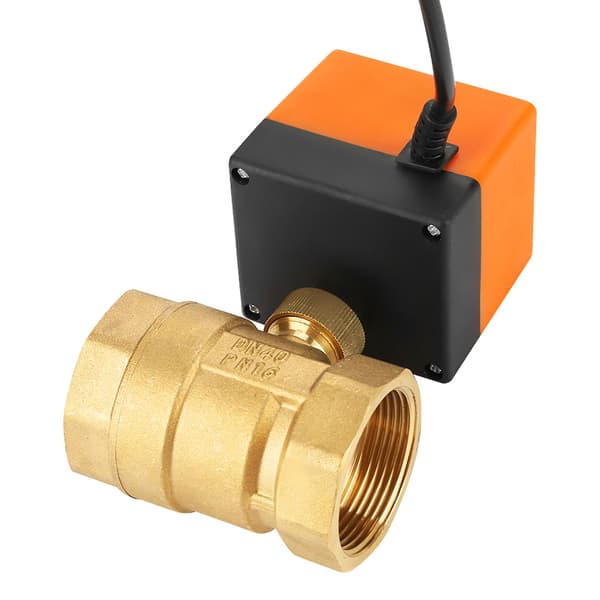 AC 2-veis 3-leder motorisert kuleventil i messing, elektrisk ventil DN40 G1-1/2