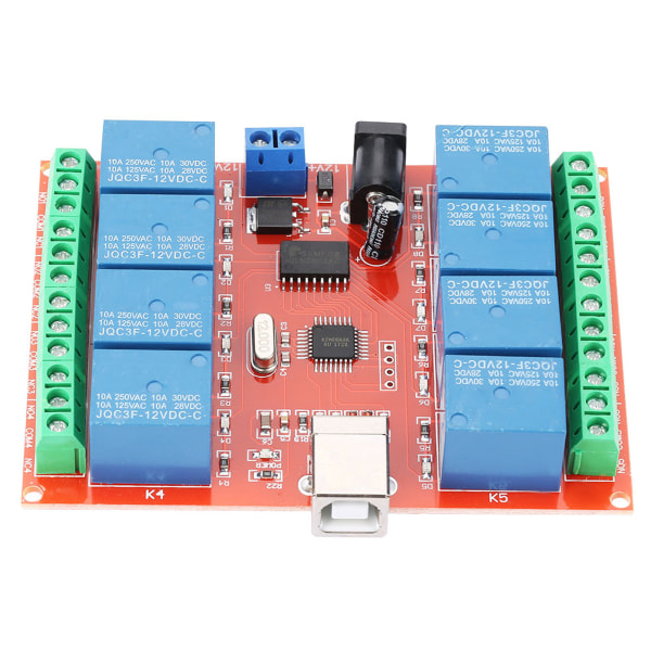 8-kanals 12V USB-relämodul för datorkontroll och smart automation