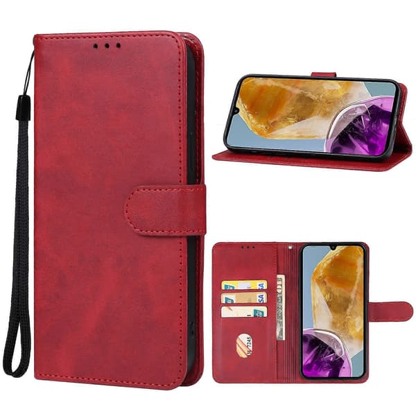 (Ny) För Samsung Galaxy M15 Läderfodral Red
