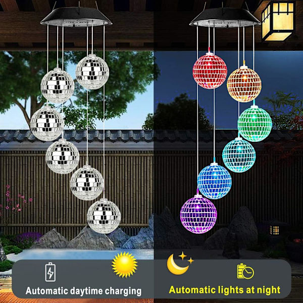 Solar Wind Chime Mobil hængende LED-lys Farveskiftende Wind Chime Fødselsdagsgave til mor Mor L