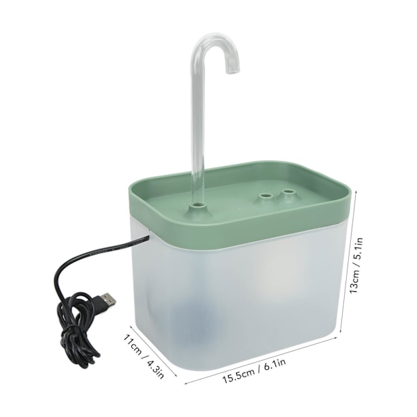 1,5L kattvattenfontän Tyst automatiskt cirkulationsflöde Vattentät dricksfontän för husdjur med armbågsmunstycke Transparent Turkos Transparent Turquoise 1.5L