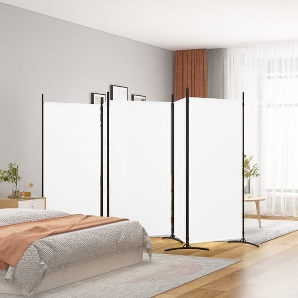 【YD】vidaXL Romdeler 5 paneler hvit 433x180 cm stoff Vit 5730