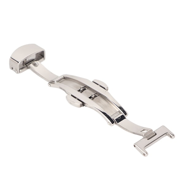 Högglanspolerat silverfärgat spänne i rostfritt stål för klockarmband - Ergonomiskt klockspänne som reservdel för urmakare (16mm)