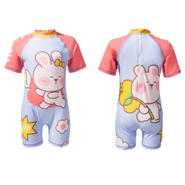 Girls One Piece Cartoon Quick Dry Badedrakt Purple bunny 100