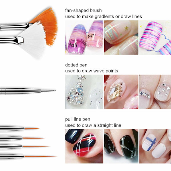 Set nail art varten 15 kpl