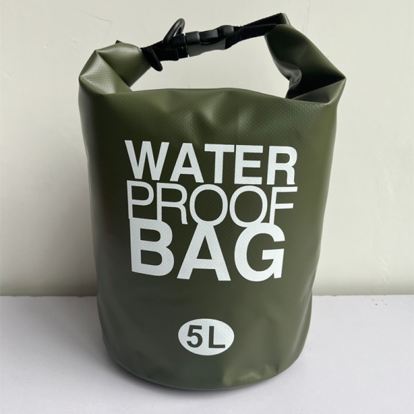 Flytande vattentät torrpåse army green 5L single shoulder strap