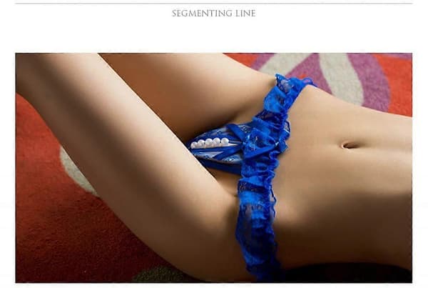 Sexy truser for kvinner, blonde-stringtruser med perlekule (blå)