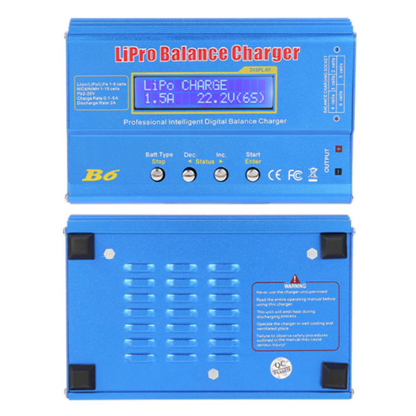 80W Digital LCD Balance-lader og -aflader til LiPo NiMH RC-batteri - Blå og sort