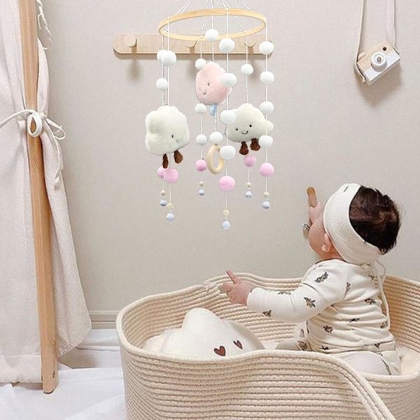 Skyball vindklokkesengklokke Baby Crib dekorativt anheng Barneromsveggdekorasjon - Rosa