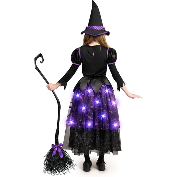 Halloween-heks kostume til børn, lysende heksekjole 150cm