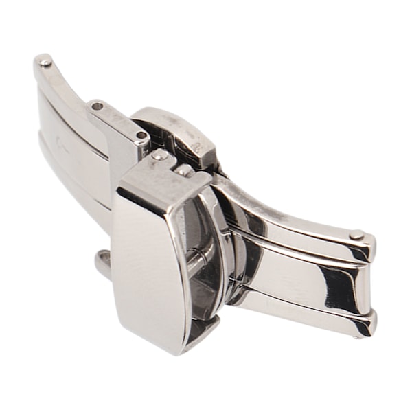 Högglanspolerat silverfärgat spänne i rostfritt stål för klockarmband - Ergonomiskt klockspänne som reservdel för urmakare (16mm)