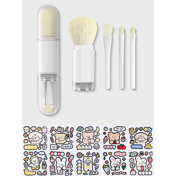 Tecknad infällbar 4 i 1 reseportabel set white silver