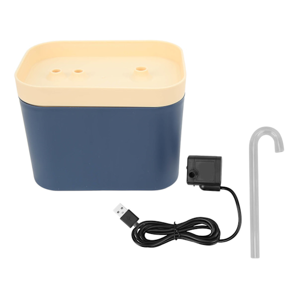 1,5 L kattvattenfontän Tyst automatiskt cirkulationsflöde Vattentät dricksfontän för husdjur med armbågsmunstycke Djuphavsblått Sea Blue 1.5L