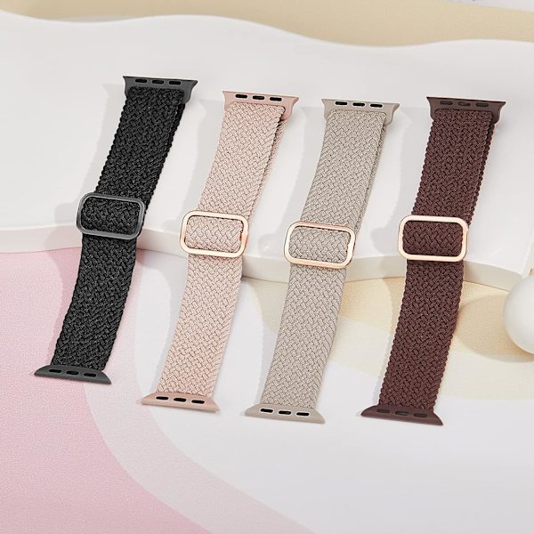 Flätad Stretchy Solo Loop kompatibel för Apple Watch Band 4pcs 4 38/40/41mm