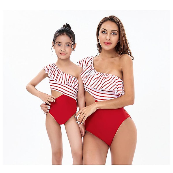 Baddräkt kvinna tjej, baddräkt printed bikini, vuxna barn mor och dotter badkläder (1 st) Kid 152 cm