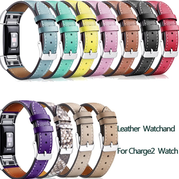 Fitbit Charge 2 -rannekoru, nahkainen Brun