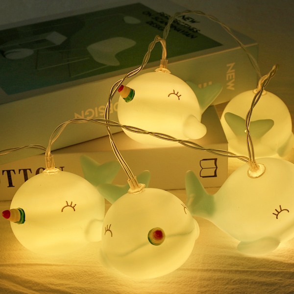 10 LED-lampor i form av delfiner - 1,5 m/4,9 fot varmvitt dekor för barnrum