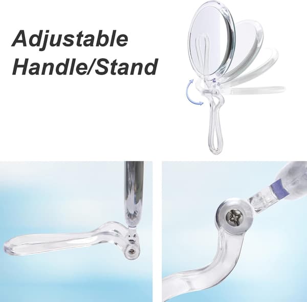 【YD】Handheld Mirror with 10x Magnification, 2 Sides with Adjustable Stand, Foldable and Portable, Suitable for Makeup, Shaving, Deep Cleaning