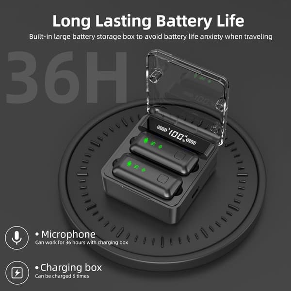 [YD]Trådløs Lavalier Mikrofon 2TX+2RX til iPhone Android Støjreduktion HiFi Lyd Mini Myg Mikrofon til Videooptagelse Livestream Interview Vlogs