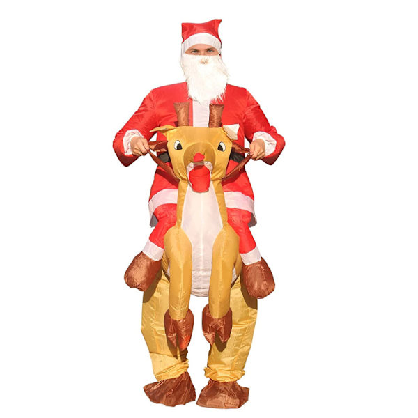 Jultomte Uppblåsbar Dräkt Julparty Prestanda Dräkt Dock Ridande Jultomte Kläder Rekvisita