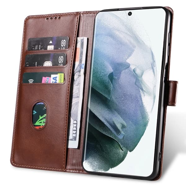 【YD】Galaxy S23 Ultra Deksel Solid Skinn Brun 80