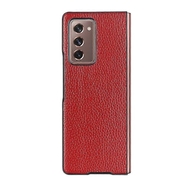 (Ny) Litchi-textur Stötsäkert skyddsfodral för Samsung Galaxy Z Fold2 5G Red