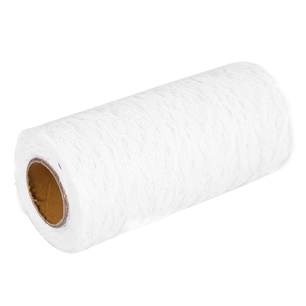 10 Yard Lång Bröllopsfest Dekoration Bordlöpare Stol Sash Blommig Spets Tulle Rulle (Vit)