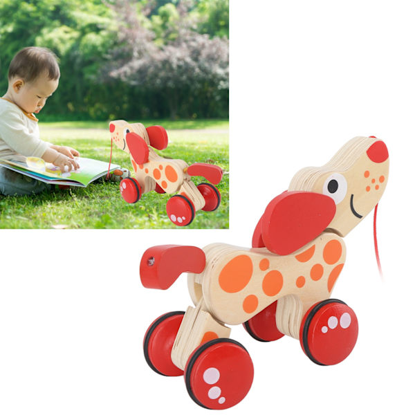 Push Pull Toy Pull Walk Along Pull Trä Hund Hund Walk En lång valp Trä Pull Toy för promenader småbarn Hundstil