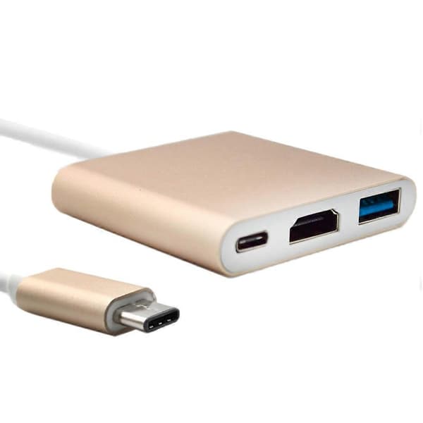 (Ny) 3 i 1 USB Typ C till HDMI-adapterkabel, för MacBook 12 tum 2015 års version, Google Chromebook Pixel 2015 års version, Nokia N1 Tablet PC Guld