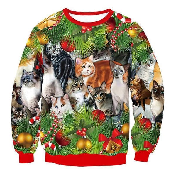 Hus Unisex Ful Jultröja Tröja Tryckt Pullover, Halloween 3D Digitaltryck Tröja COLOR 4 M
