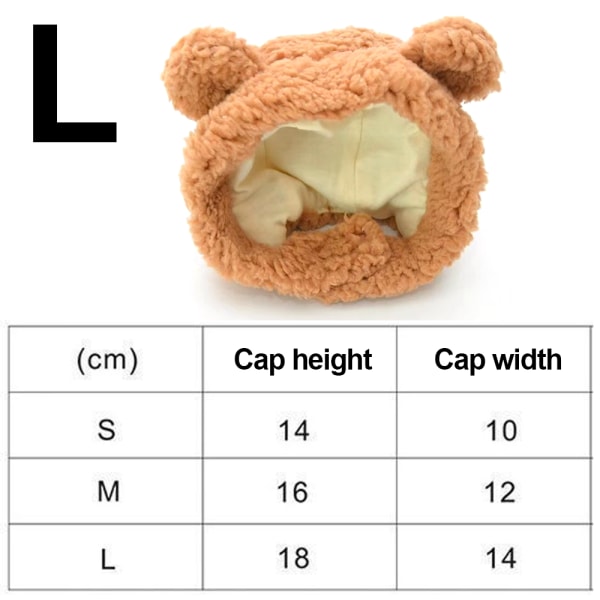 Tecknad Bear Form Pet Cap Kattunge Hatt Husdjursmaterial Brown L