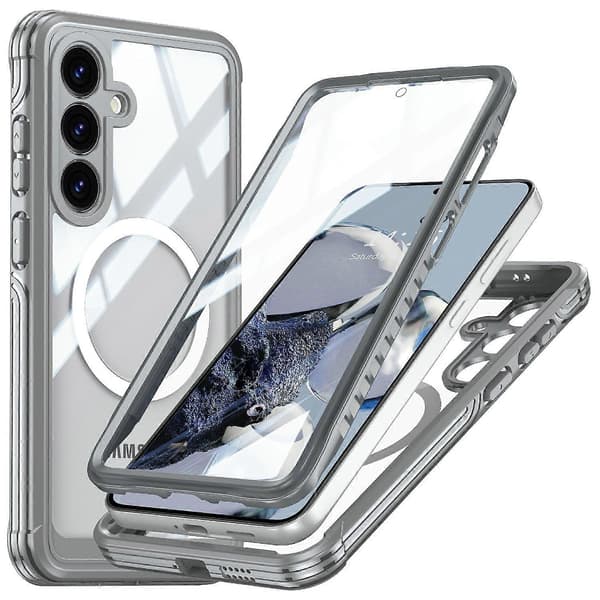 【YD】For Samsung Galaxy S25+ Magnetic Case PC+TPU Phone Case with Tempered Glass Screen Protector Multicolor Multicolor Grey