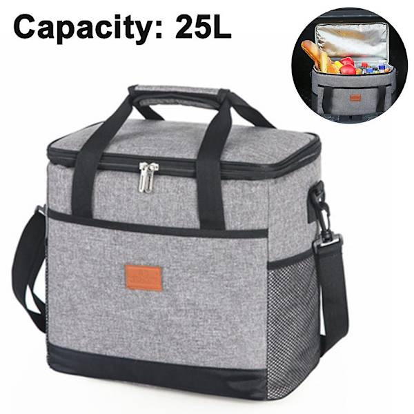 Lunchväska 15l/25l Isolerad Lunchbox Soft Cooler Kylväska Gray 25L