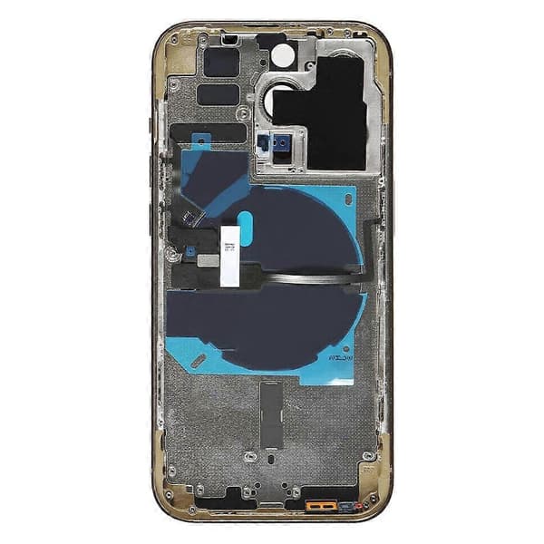 (Ny) Til iPhone 14 Pro Batteribagcover med Strøm + Lydstyrke Flexkabel + Trådløs Opladningsmodul Gold US Version