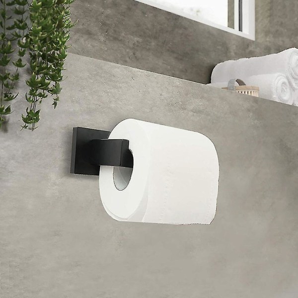 Toiletrulleholder uden boring, selvklæbende toiletrulleholder (farve: sort)