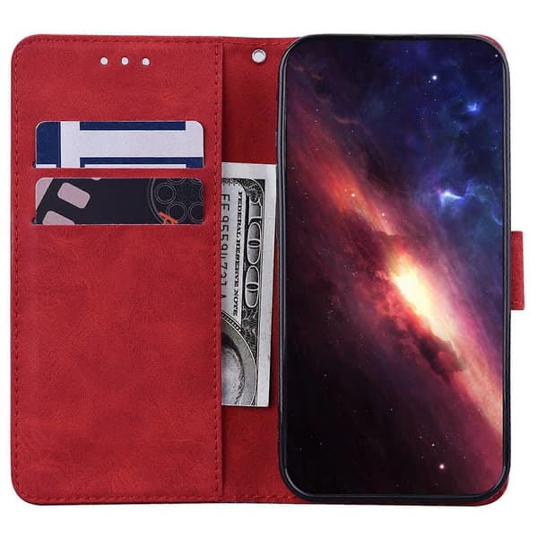 (Ny) Til Tecno Pop 4 Geometrisk Præget Læder Telefoncover Red