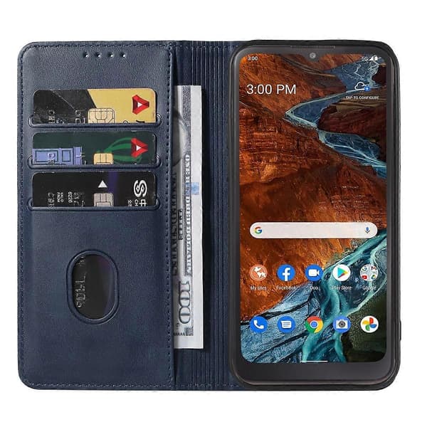 (Nytt) Telefonfodral i läder med magnetlås Blue For Nokia G300