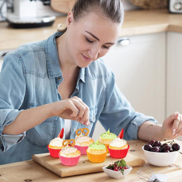 Standard lyserøde cupcake-muffinindlæg 500-tæller, lugtfri, fødevaregodkendt og fedttætte papirbagebægre (lyserøde) Pink 500pcs