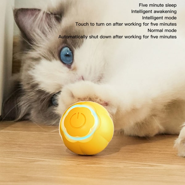 Gravity Intelligent Rolling Ball Interactive Pet Toy Ball Selvgående katteball for kattunge Hund som leker Gul nøytral engelsk emballasje