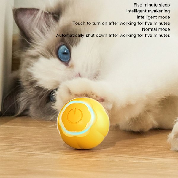 Gravity Intelligent Rolling Ball Interactive Pet Toy Ball Självgående kattboll för kattunge Hund som leker Gul Neutral engelsk förpackning