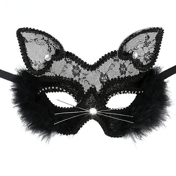 Svart kattögamask, passande jul- och halloweenfester