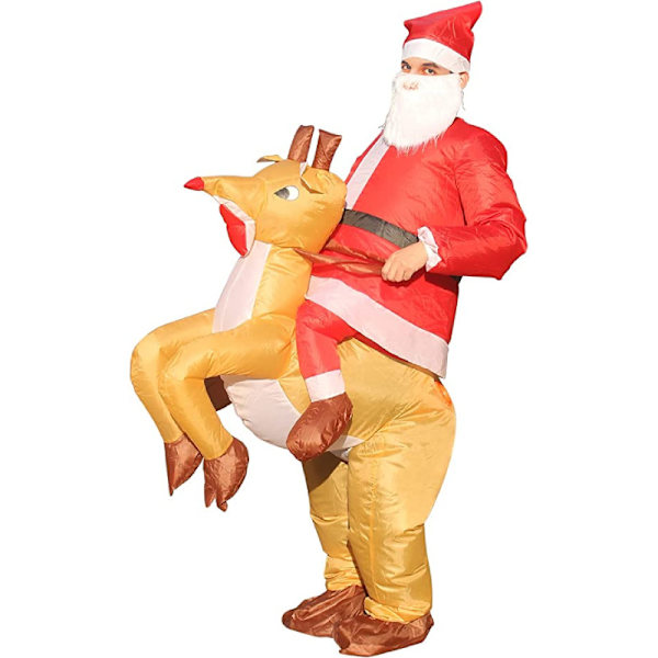 Jultomte Uppblåsbar Dräkt Julparty Prestanda Dräkt Dock Ridande Jultomte Kläder Rekvisita