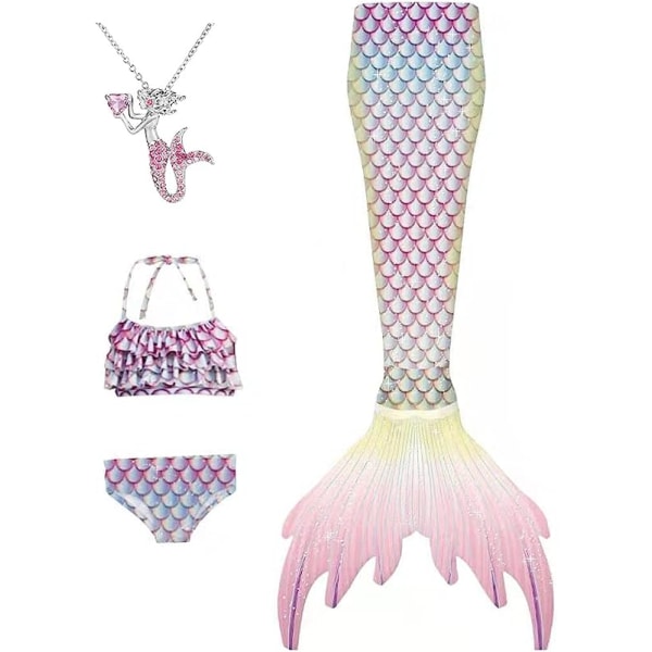 Jenter Mermaid Tail Badedrakt Kostyme Prinsesse Bikini Badedrakt Sett E402 3-4 Years