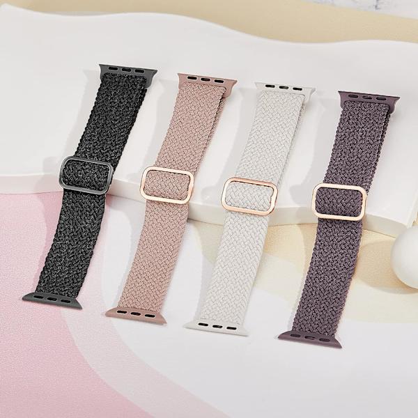 Flätad Stretchy Solo Loop kompatibel för Apple Watch Band 4pcs 2 38/40/41mm