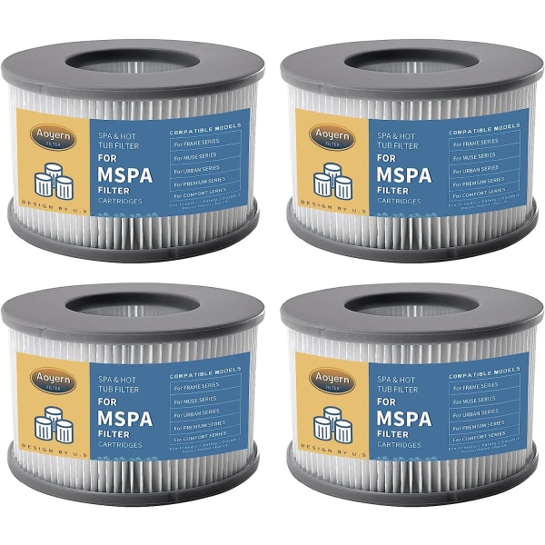 4 filterpatroner för Mspa badtunnafilter, poolfilter