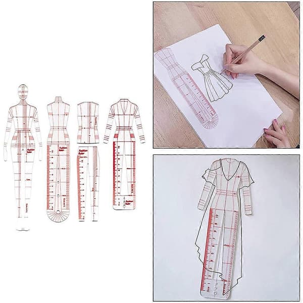 【YD】4 stk/sett Premium motedesignlinjaler i plast for sying og lappeteknikk