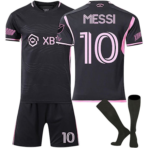 24 Miami vieraspaita Messi No. 10 -paita setti, sopii aikuisille ja lapsille + sukat L
