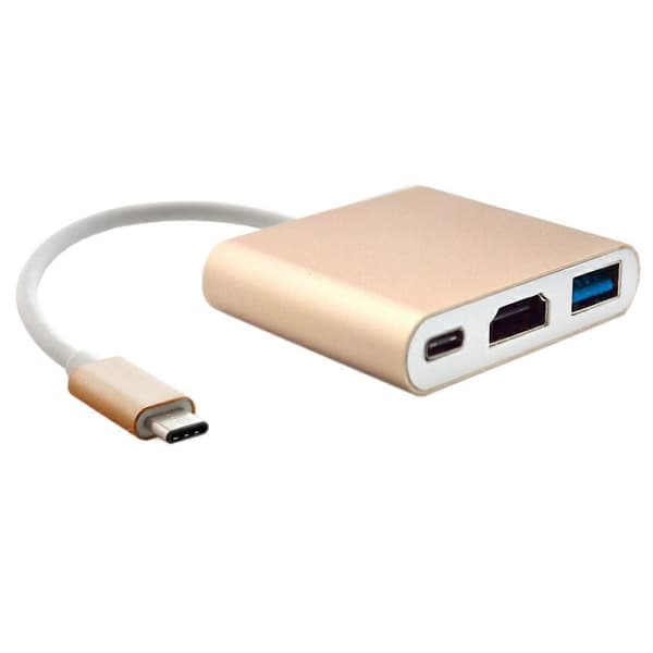 (Ny) 3 i 1 USB Typ C till HDMI-adapterkabel, för MacBook 12 tum 2015 års version, Google Chromebook Pixel 2015 års version, Nokia N1 Tablet PC Guld